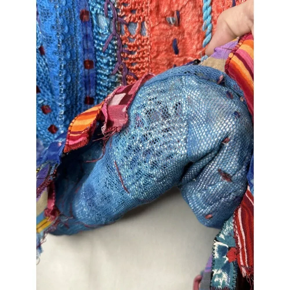 Sandy Starkman Vintage Mixed Media Art To Wear Embellished Multicolor Sweater S - Picture 11 of 12